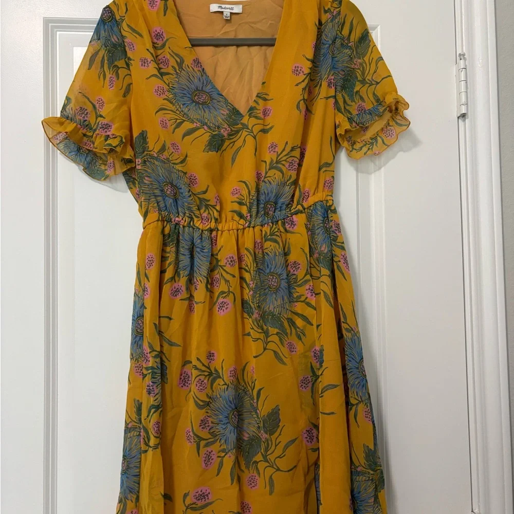 Madewell Sweetgrass Ruffle Sleeve Dress in Painted Blooms Size‎ 2 - Picture 2 of 6